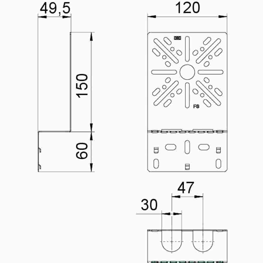 OBO BETTERMANN Montageplatte gebogen, klein 235x120, St, FS f. FS, gebogen – MP WI KL. FS