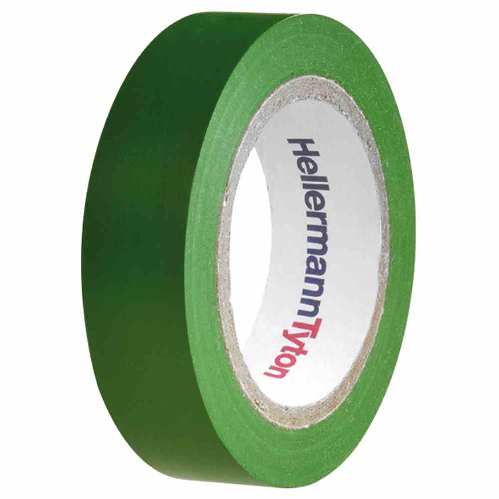 HELLERMANN TYTON Isolierband, Polyvinylchlorid (PVC), 15mm, 10m, grün, -10-90°C, 0,15mm, Selbstverlöschend – HTAPE-FLEX15-15x10 PVC GN 10