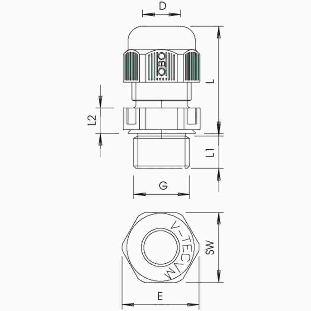 OBO BETTERMANN Kabelverschraubung vollmetrisch M16, PA, lichtgrau RAL 7035 vollmetrisch