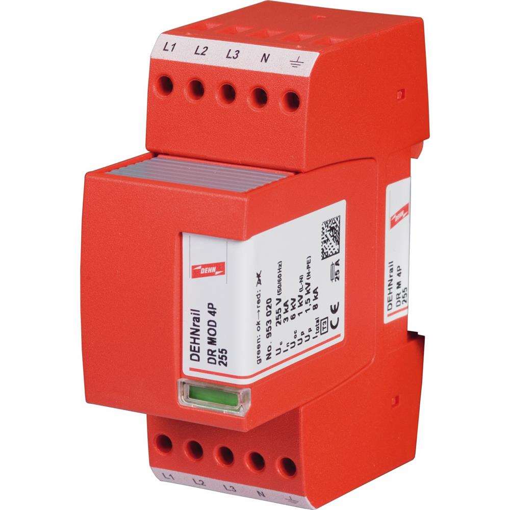 DEHN Überspannungsschutz, 230VAC, 4p, Hutschiene 35mm, optisch, 1500kV – DR M 4P 255