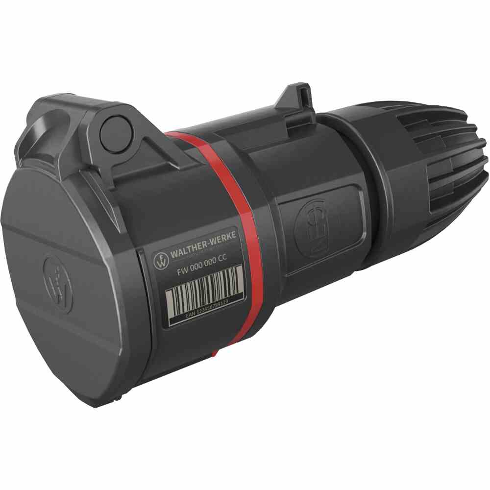 WALTHER CEE-Kupplung, 5p, 16A, IP54, 400V (50+60Hz) rot, 6h, Schraubklemme, gerade, Kunststoff, Verschraubung – FW311506SK