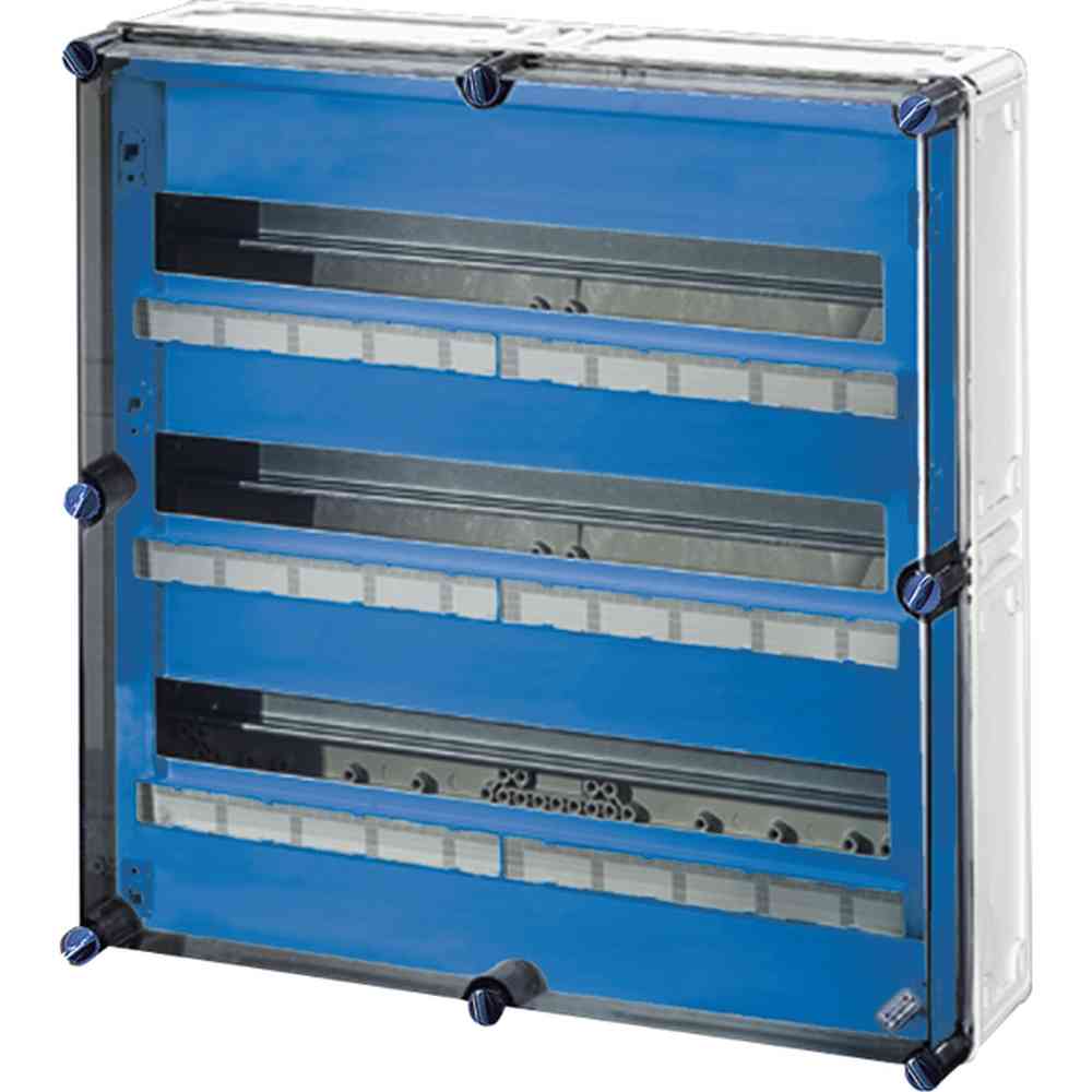 HENSEL Mi 1885 Automatengehäuse ohne PE- und N-Klemmen, IP65, grau, 3-reihig, 600x600x170mm, 84 Teilungseinheiten: 3 x 28 x 18 mm – Mi 1885