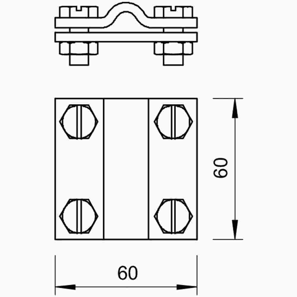 OBO BETTERMANN Kreuzverbinder, Rundleiter Rd 8-10 / Flachleiter Fl 30, rostfreier Stahl (V4A), unbehandelt, Sechskantschraube