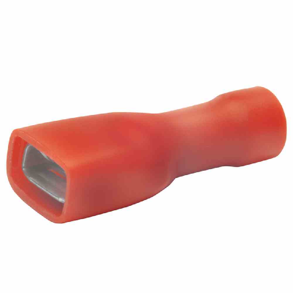 KLAUKE Flachsteckhülse, Messing, rot, 0,5-1mm², flach 6.3x0.8mm, vollisoliert, PVC