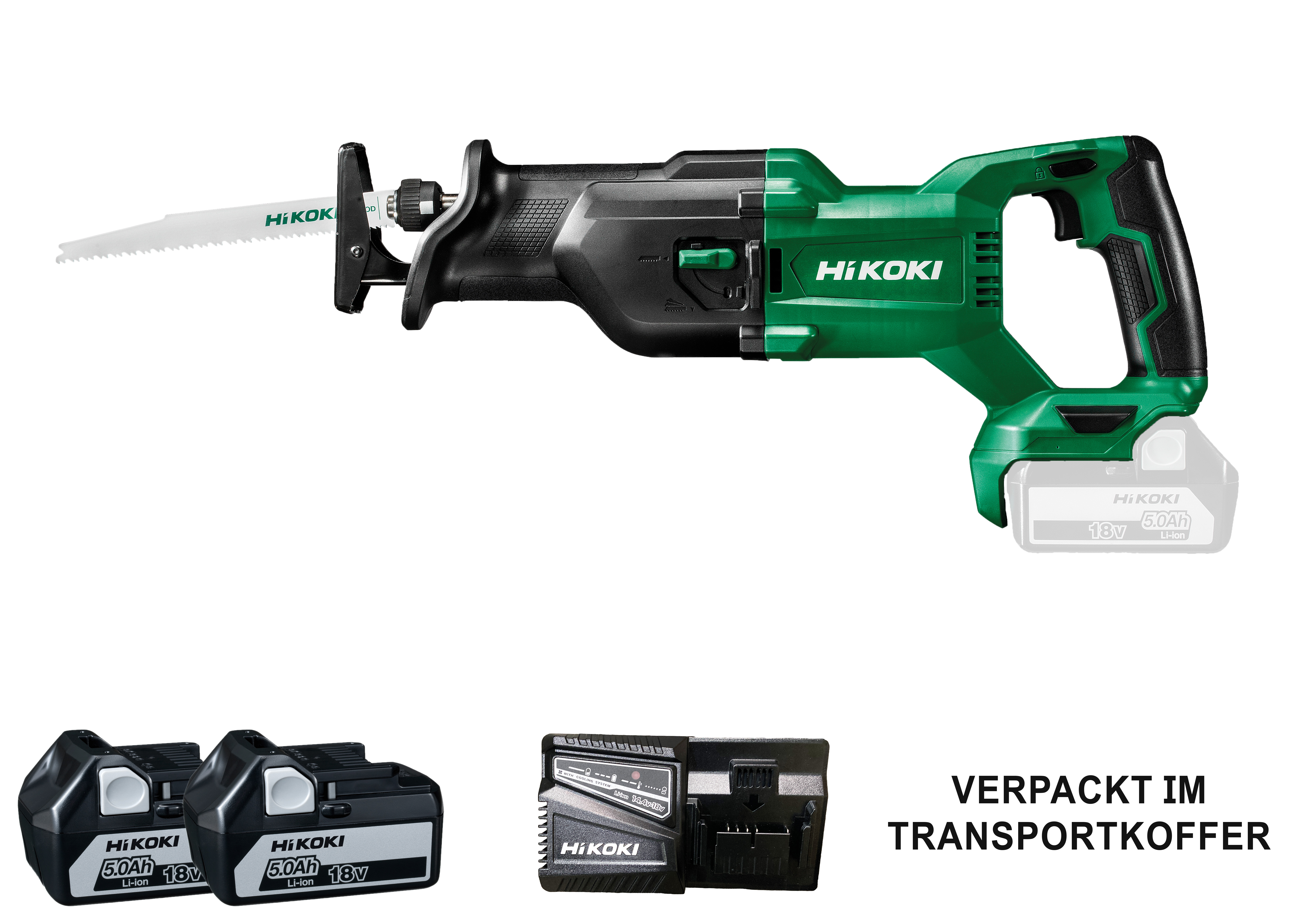 HiKOKI CR18DB(5.0) (Transportkoffer) Akku Tigersäge (brushless) 120 mm in Holz 3,2 Kg