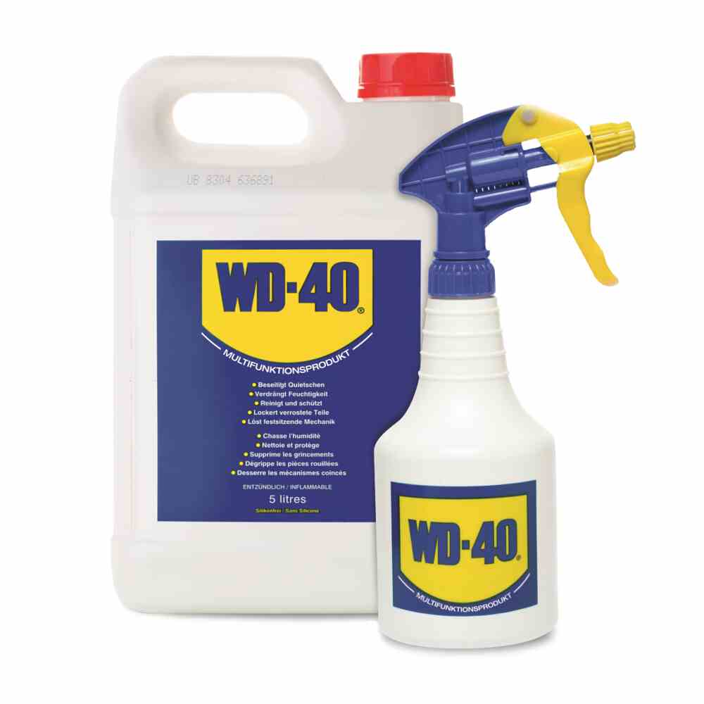 WD-40 Vielzweckflüssigkeit WD 40 5 l Kanister 5 Liter incl. Handzerstäuber 500ml, leer – 49506