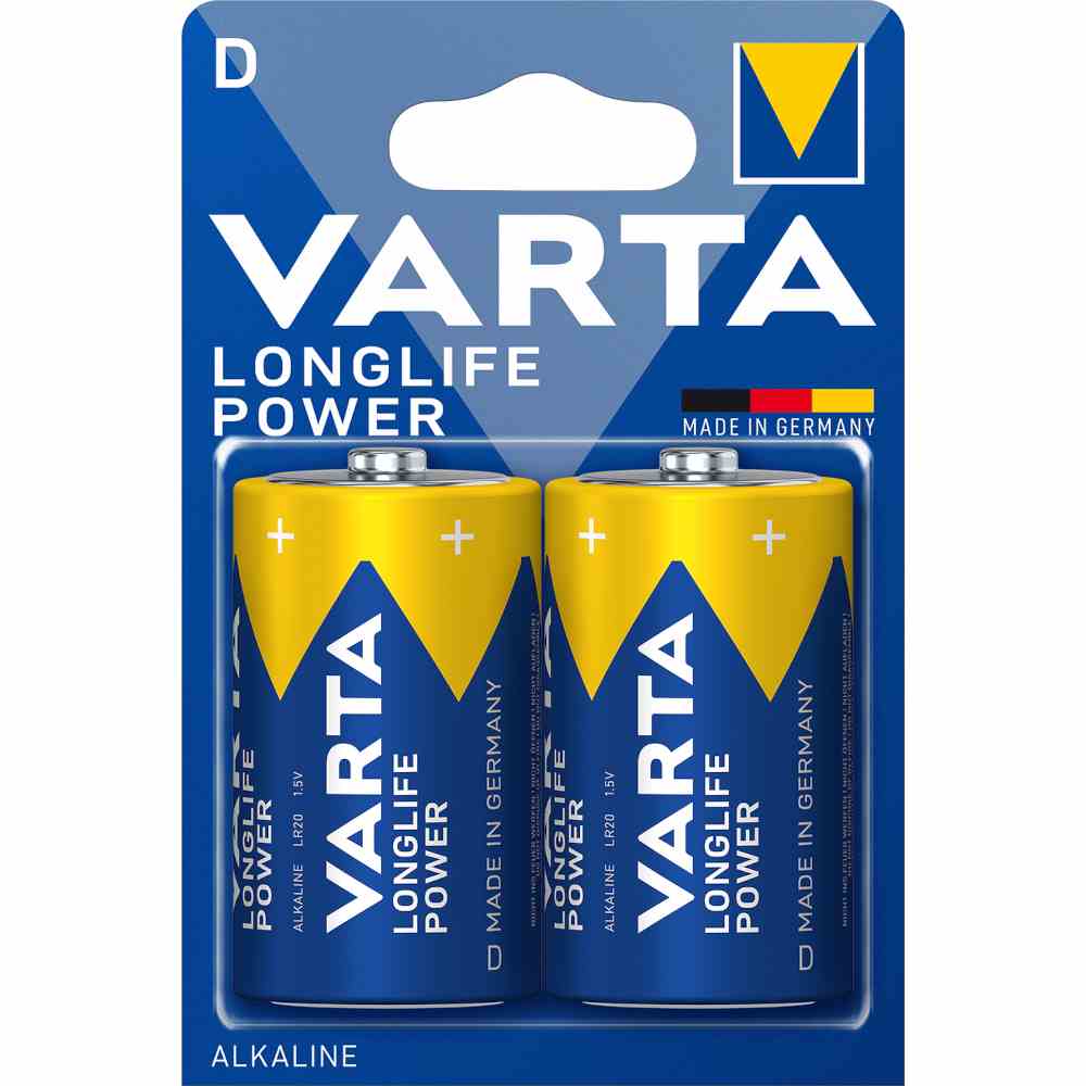 VARTA Mono Batterie (D/AM1), 1,5V, LR20, Alkali-Mangan, 16500mAh, Ø34,2x61,5mm, HIGH ENERGY, VE = 2er Blister – 04920/VE2/Bli