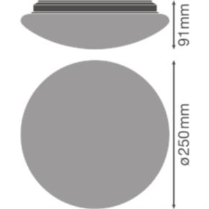 LEDVANCE LED-Anbauleuchte, 13W, 3000K, 920lm, weiß, matt, Konverter, IP44, Ø250mm, Kunststoff opal –