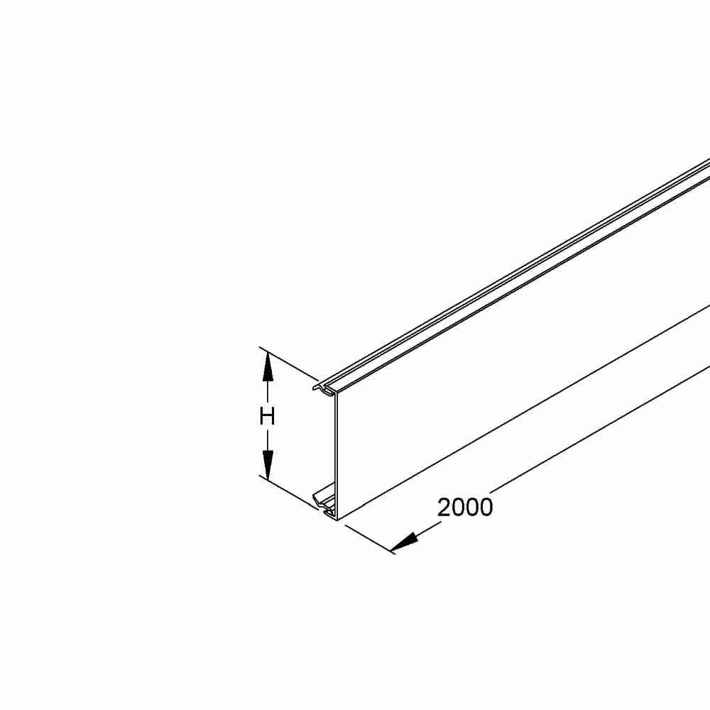 HKL Gerätekanaloberteil, 80x2000 mm, Kunststoff PVC-hart, RAL9010, reinweiß