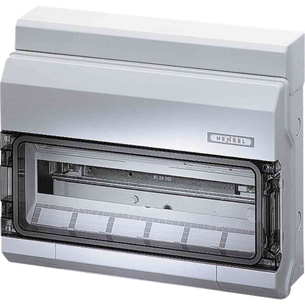 HENSEL KV 9118 Kleinverteiler, IP65, 1-reihig, 18 Teilungseinheiten: 1 x 18 x 18 mm, 333x403x129mm, Einbautiefe 93mm, DIN-Tragschiene, Hutprofil 35 mm – KV 9118