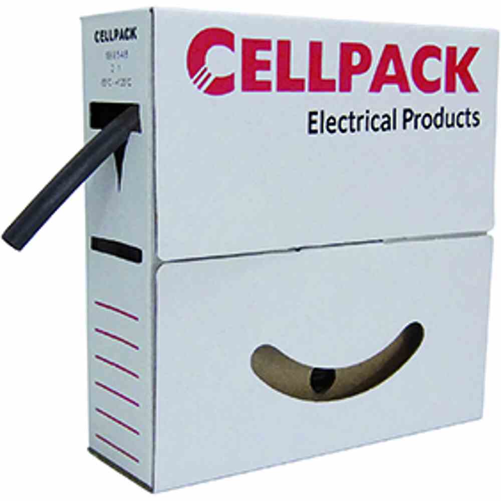 CELLPACK Schrumpfschlauch, dünnwandig, L15m, Ø3,2/1,6mm, schwarz, 2:1, 0,51mm, -55-135°C, Polyolefin(PEX) – SB 3.2-1.6 sw 15m