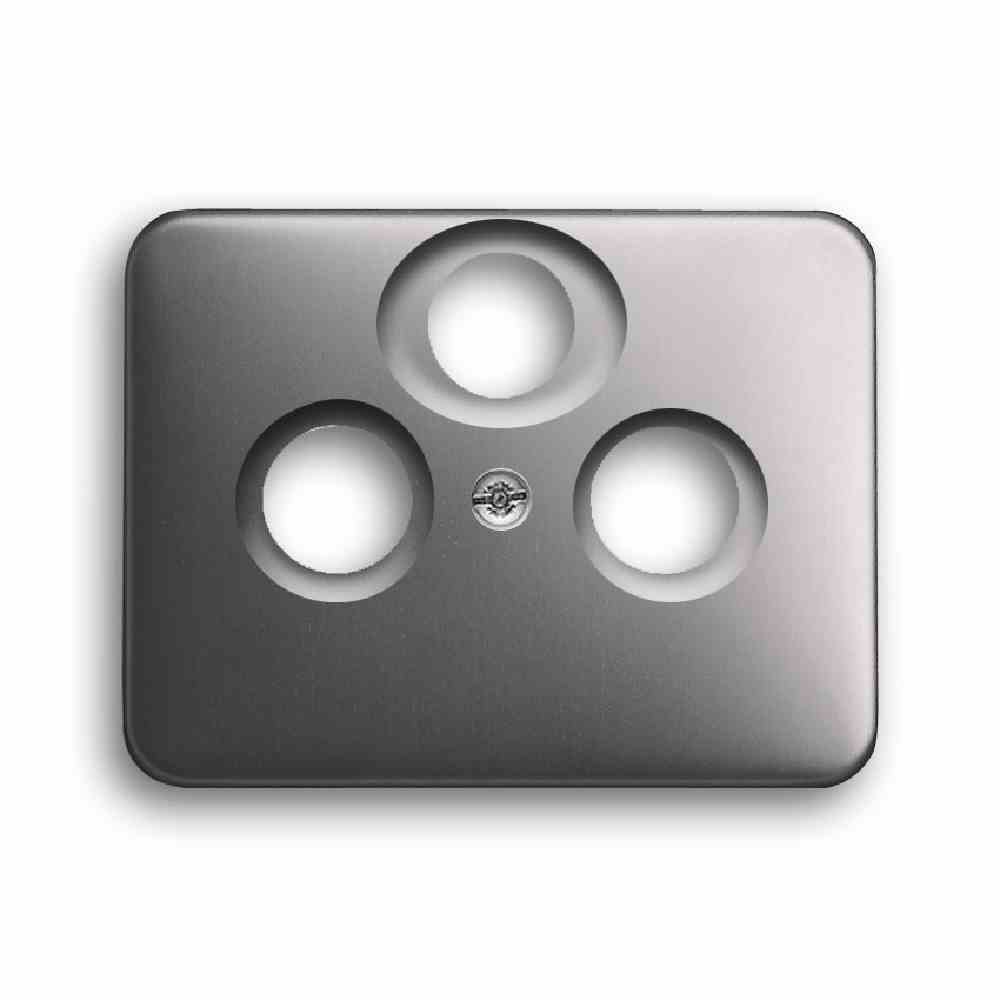 BUSCH-JAEGER ALPHA Zentralplatte, Sat/TV/Radio, platin, matt, Befestigung mit Schraube, ohne Beschriftungsfeld – 1743-03-20-101