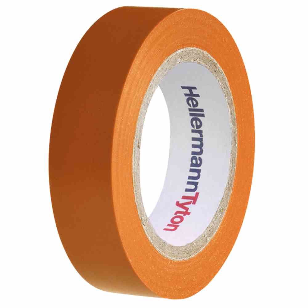 HELLERMANN TYTON Isolierband, Polyvinylchlorid (PVC), 15mm, 10m, orange, -10-90°C, 0,15mm, Selbstverlöschend – HTAPE-FLEX15-15x10 PVC OG 10