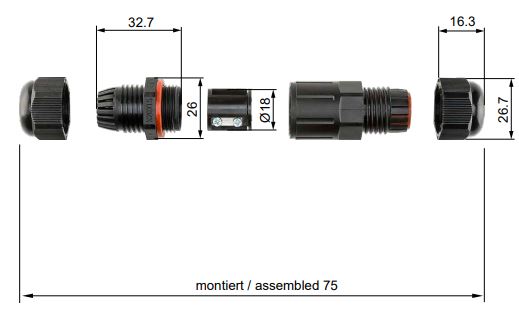 Kabelverbindungsstück 7,5cm IP68