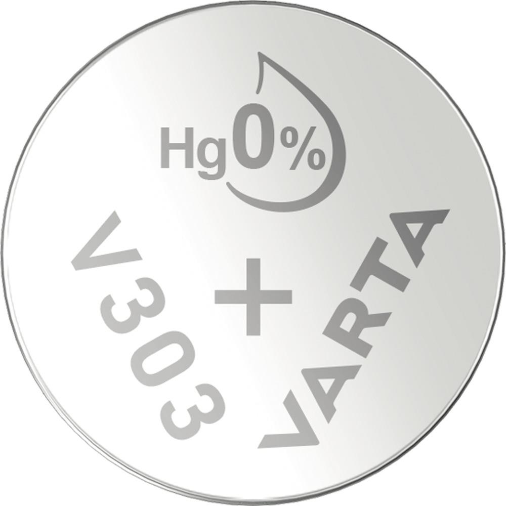 VARTA V303 Knopfzelle, 1,55V, SR44, Silberoxid, 160mAh, Ø11,6x5,4mm, RW32/SR44W, WATCH UHRENBATTERIE, VE = 1er Blister – V303