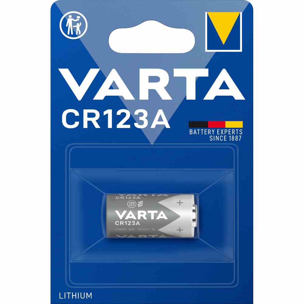 VARTA CR123A Batterie, 3V, Lithium, 1600mAh, Ø17x34,5mm, PHOTO LITHIUM, VE = 1er Blister