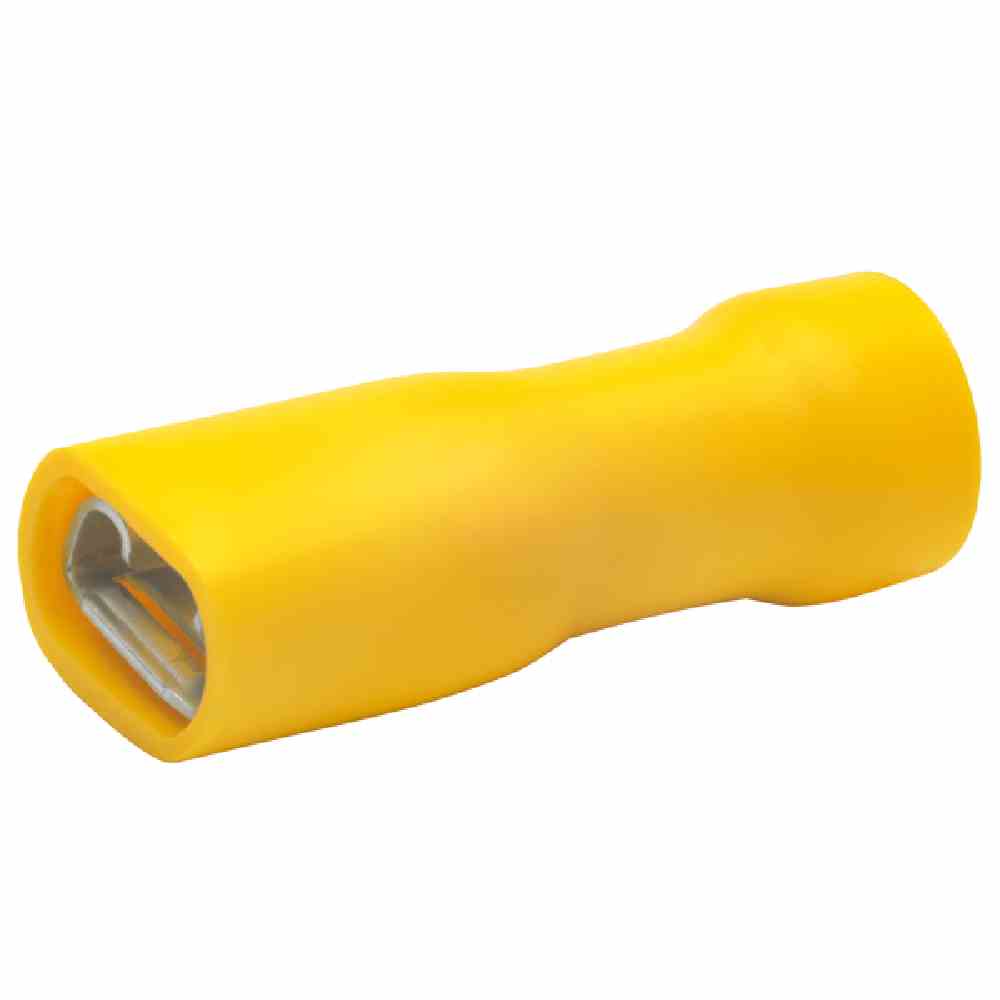 KLAUKE Flachsteckhülse, Messing, gelb, 4-6mm², flach 6.3x0.8mm, vollisoliert, PVC