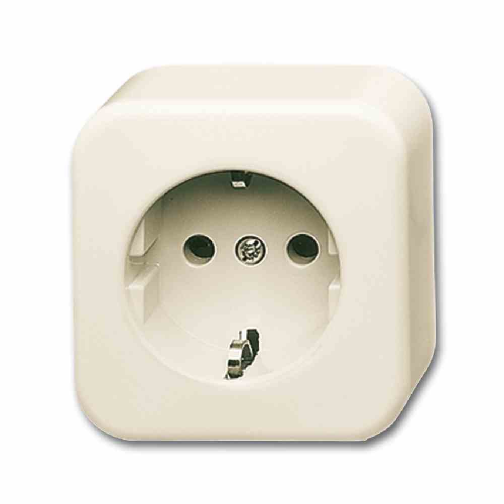BUSCH-JAEGER Duro 2000 AP Steckdose, 1f, weiß, glänzend, Aufputz, horizontal/vertikal, IP20, Komplettgehäuse – 2300 EAP-09-503