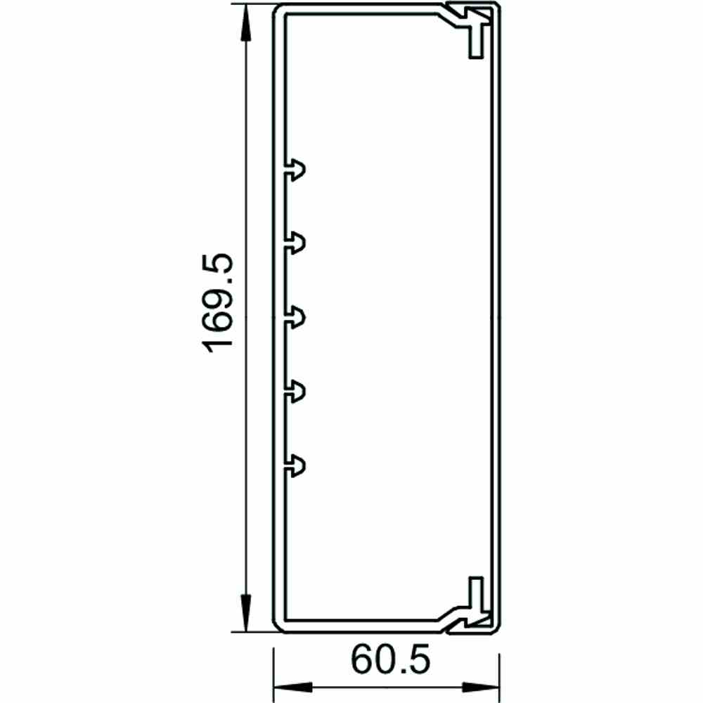 OBO BETTERMANN Wand- und Deckenkanal mit Bodenlochung 60x170x2000, PVC, reinweiß RAL 9010 60x170mm incl.Deckel