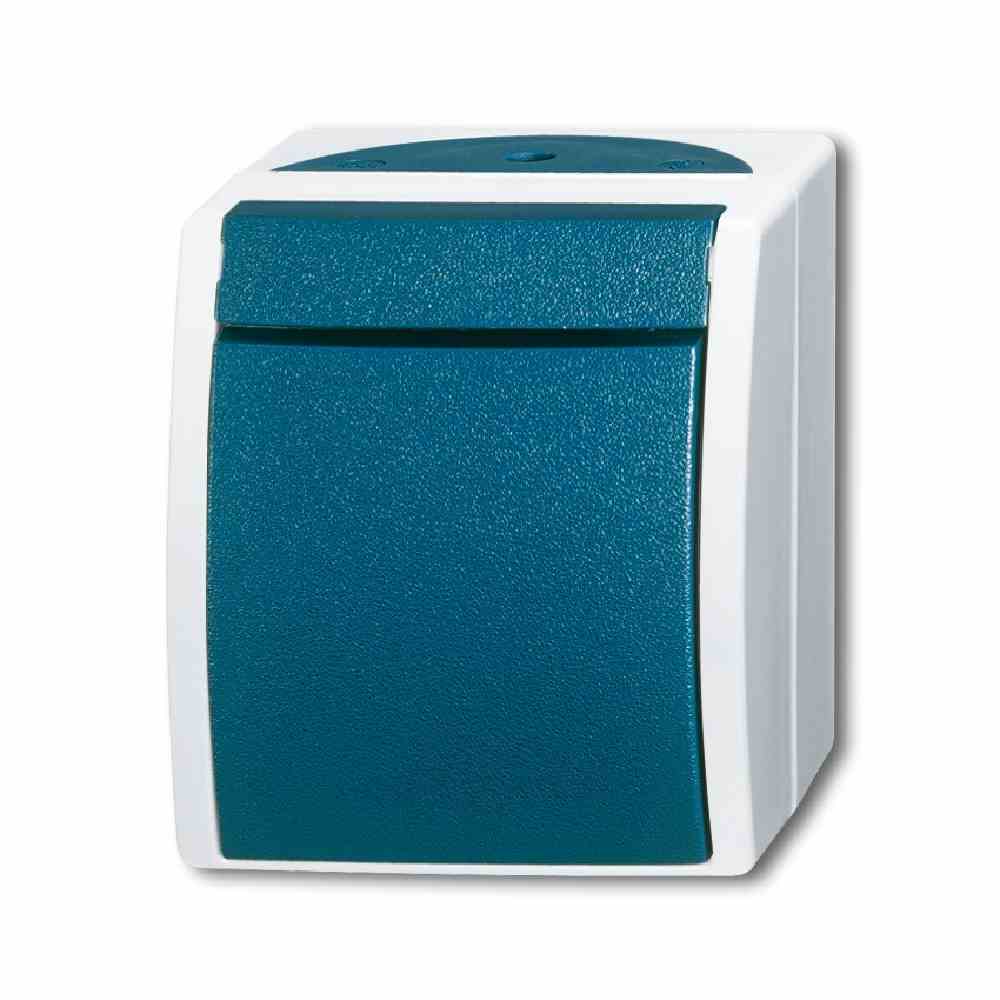 BUSCH-JAEGER OCEAN Wipptaster, grau/blau-grün, 1S, Aufputz, IP44, ohne Aufdruck, matt – 2621 W-53