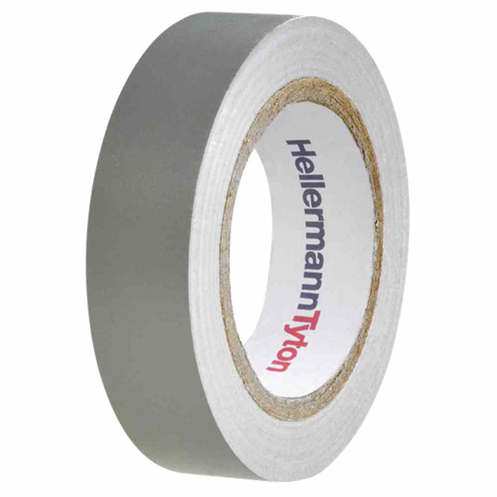 HELLERMANN TYTON Isolierband, PVC, 15mm, 10m, grau, UV-beständig, 105°C, 0,15mm, Selbstverlöschend