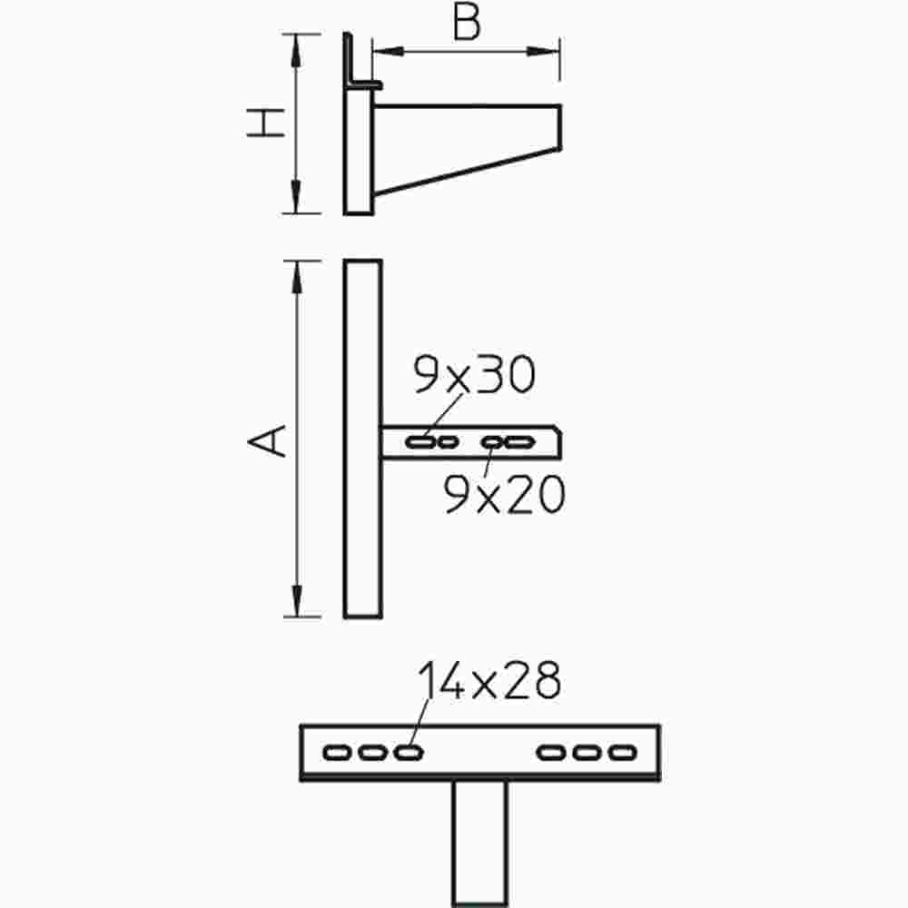 OBO BETTERMANN Wandausleger schwere Bauform B210mm, St, FT 210mm, St, tfverz – AWSS 21 FT