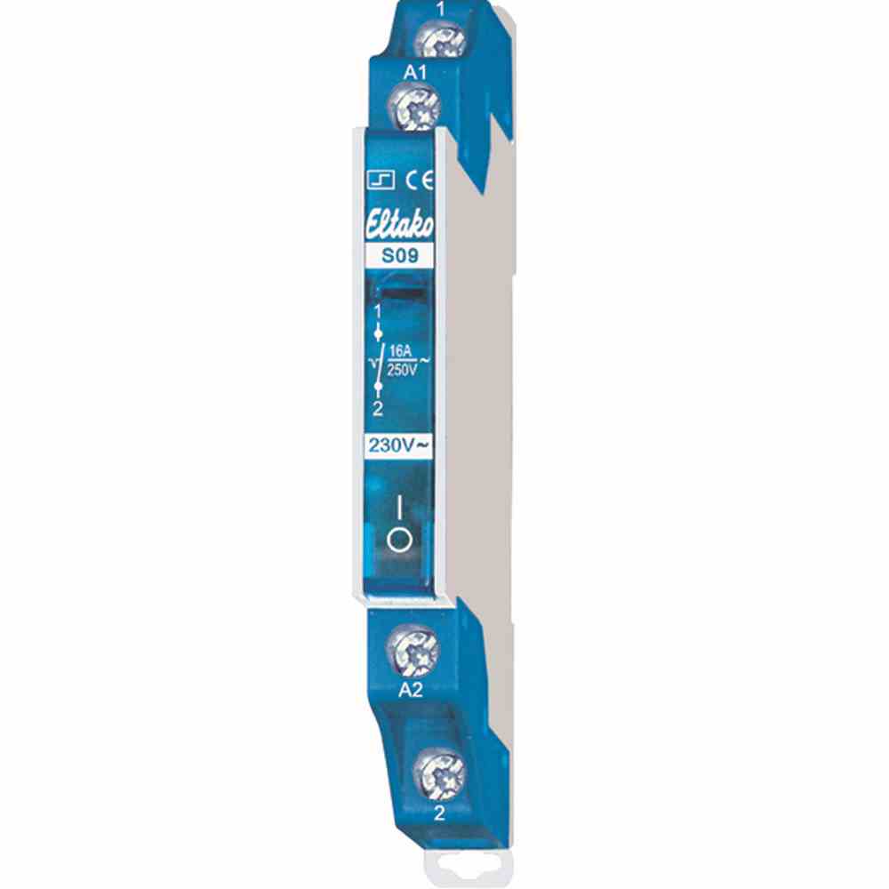 ELTAKO Stromstoßschalter, 230VAC, 1S, 0,5TE, 16A, 250V, DIN-Schiene, T55mm, mechanisch Schalter – S09-230V