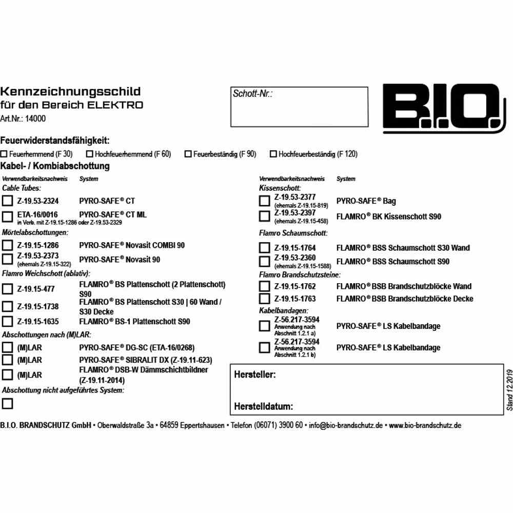 FLAMRO 14000 FLAMRO Universalkennzeichnungsschild – FLAMRO Universalkennzeichnungsschil