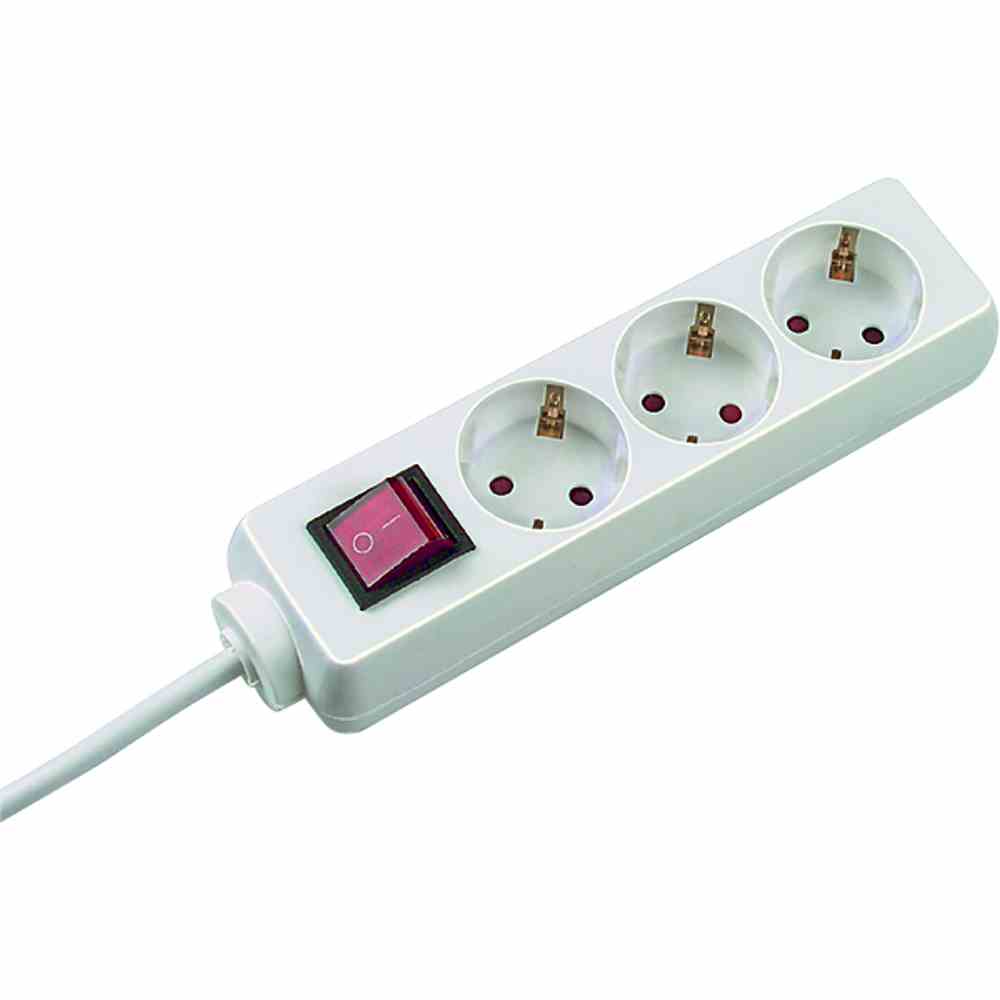BACHMANN Steckdosenleiste, 3f, weiß, Ein-/Ausschalter, 1,5m, 45°, IP20, 1,5mm² – 384.272S
