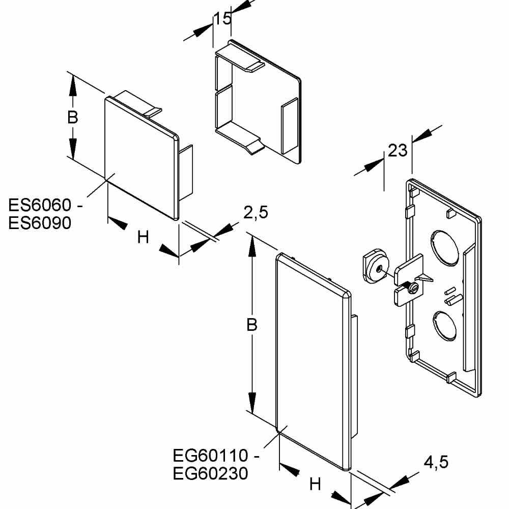 HKL Endstück, 60x190 mm, Kunststoff ASA, RAL9010, reinweiß