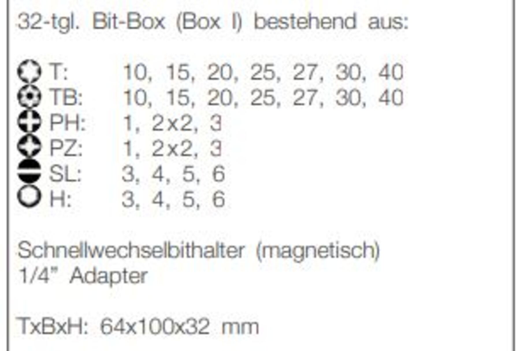 BIT BOX 32 tlg. BIT BOX (BOX I)