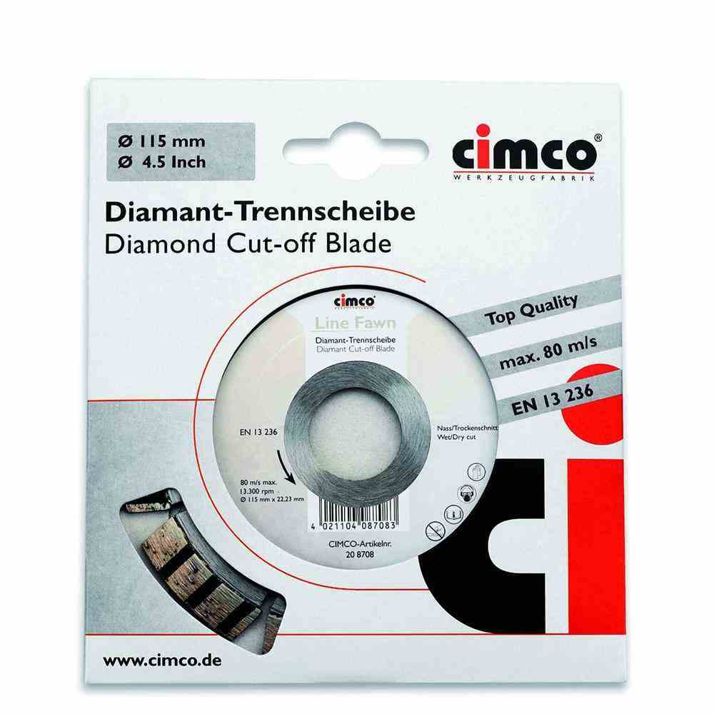 CIMCO Diamant-Trennscheibe, Ø125mm, geeignet für Backstein, geeignet für Beton, geeignet für Beton/Betonstein, geeignet für Hartgestein – 208710