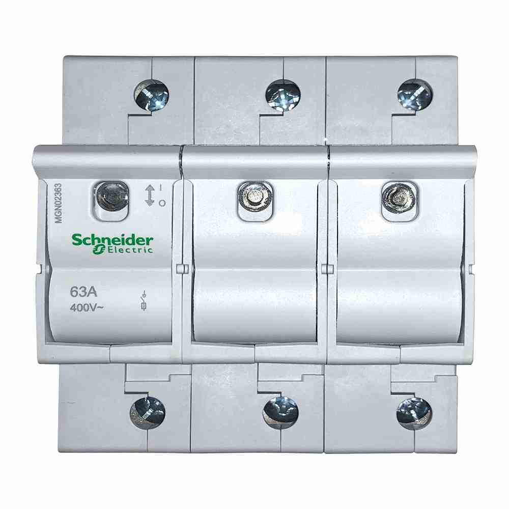 SCHNEIDER ELECTRIC Sicherungs-Lasttrennschalter D02, 3p, 63A. Baureihe: Acti 9