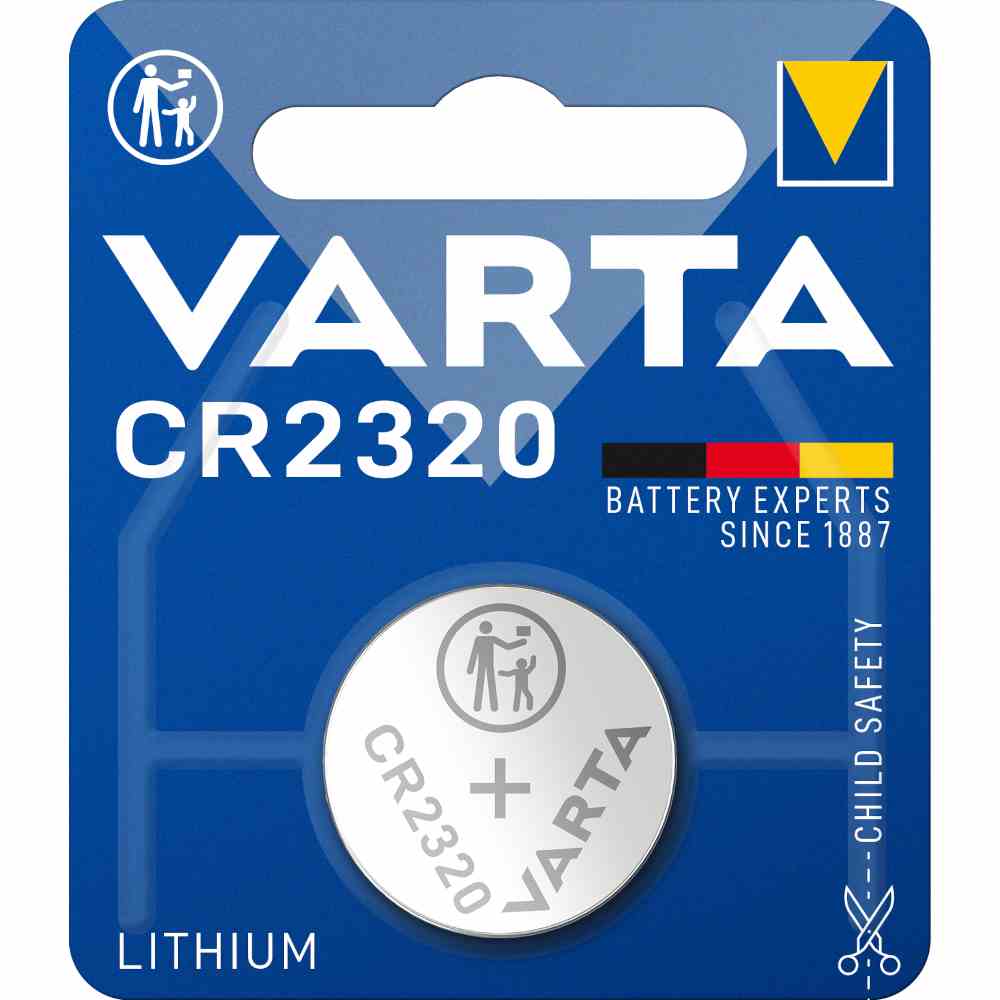 VARTA CR2320 Knopfzelle, 3V, Lithium, 135mAh, Ø23x2mm, ELECTRONICS, VE = 1er Blister – CR2320 VARTA CR2320 Knopfzelle, 3V, Lithium, 135mAh, Ø23x2mm, ELECTRONICS, VE = 1er Blister – CR2320