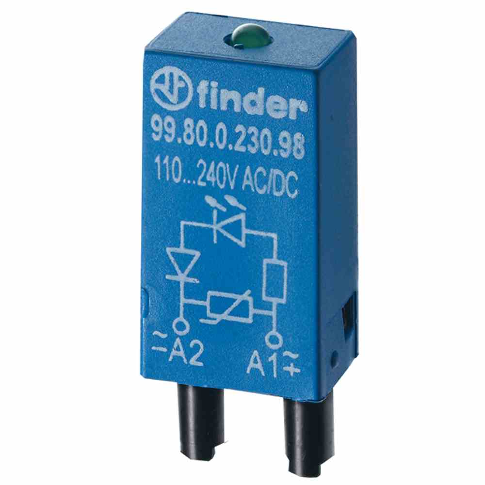 FINDER Modul, Varistor und grüne LED, 110 bis 230 V AC/DC – 9980023098