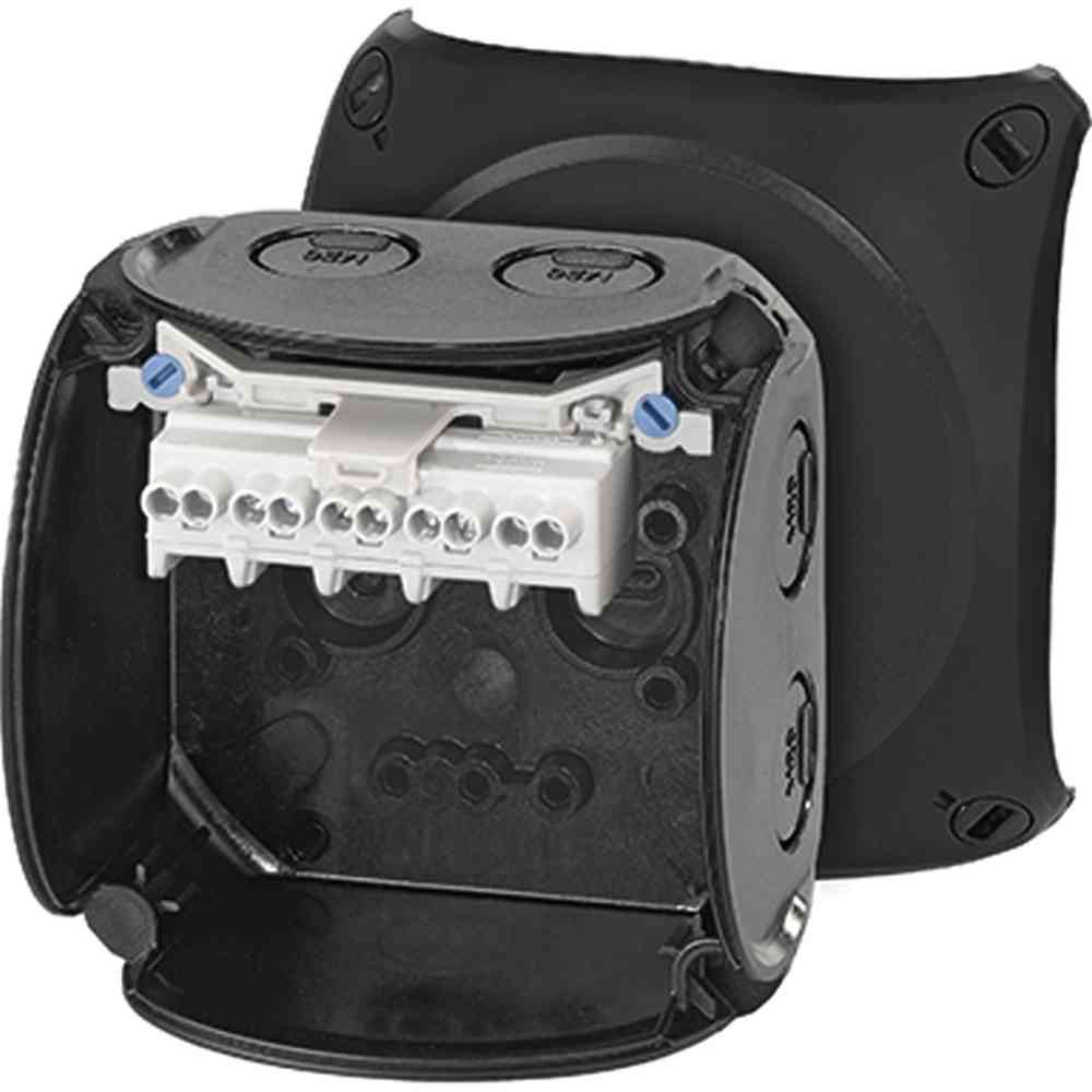 HENSEL KF 0202 B Klemmenkasten, 4mm², 5f, Kunststoff, 93x93x62mm, Aufputz, 7einf, IP66, Halogenfrei – KF 0202 B HENSEL KF 0202 B Klemmenkasten, 4mm², 5f, Kunststoff, 93x93x62mm, Aufputz, 7einf, IP66, Halogenfrei – KF 0202 B