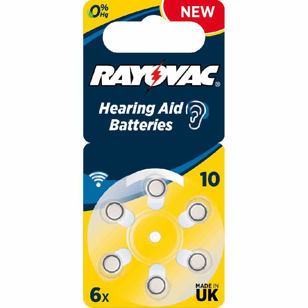 RAYOVAC ACOUSTIC Special 10 Knopfzelle, 1,4V, PR70, Zink/Luft, 105mAh, Ø5,8x3,5mm, HÖRGERÄTEBATTERIE, VE = 6er Blister – 4610