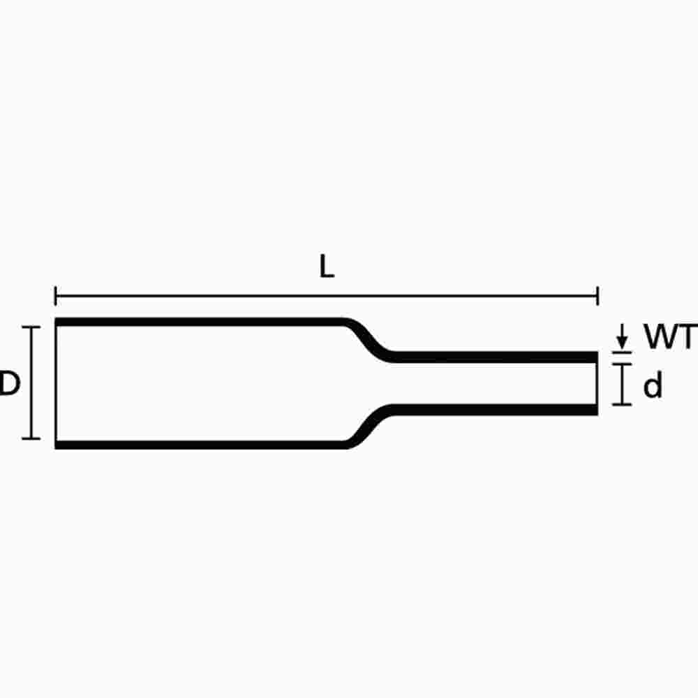 HELLERMANN TYTON Schrumpfschlauch, dünnwandig, L=0,2m, Ø3/1mm, schwarz, 3:1, 0,55mm, -55-135°C, Polyolefin(PEX) – HIS-3-BAG-3/1 PO-X BK 10