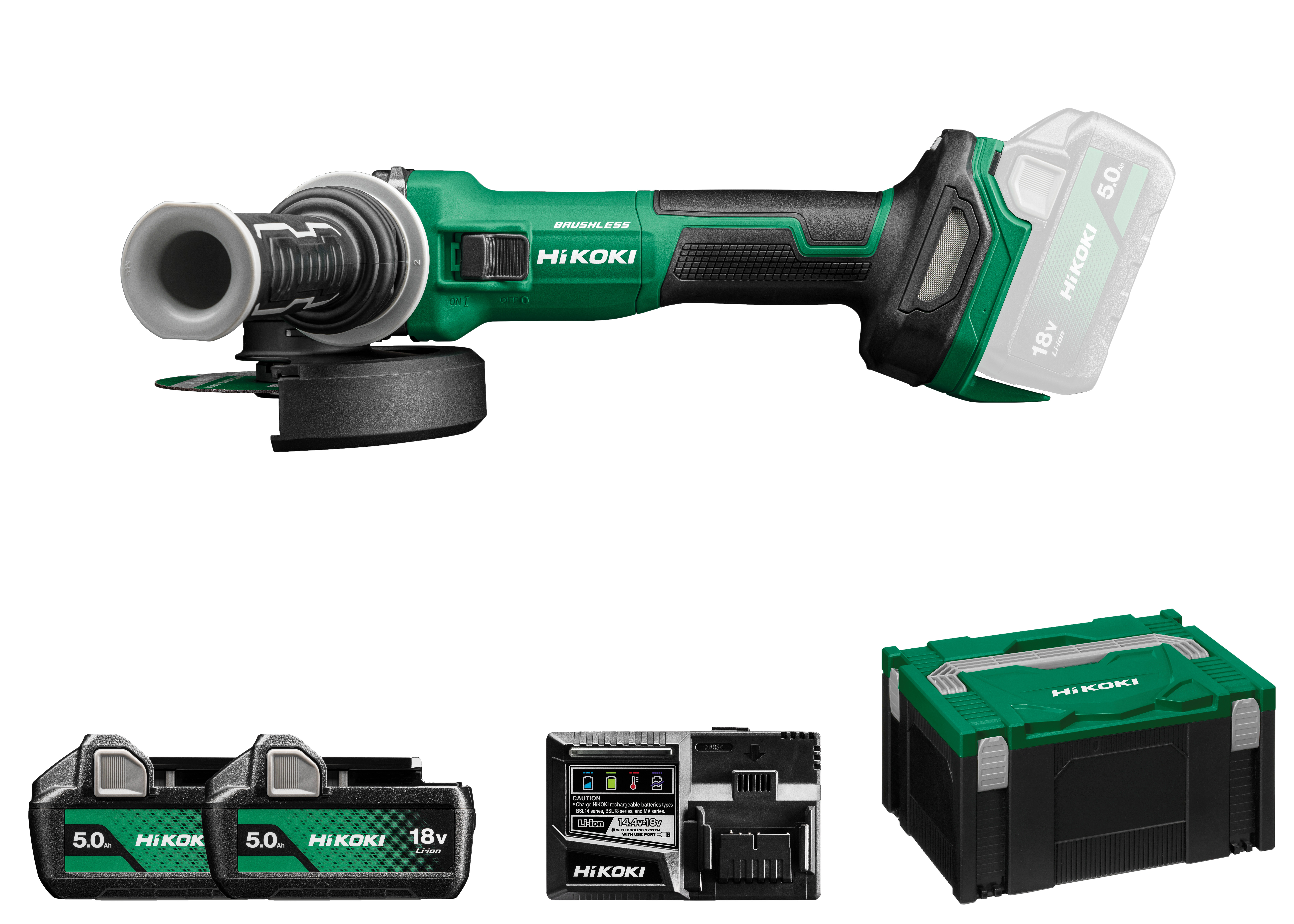 HiKOKI G1813DVE(5.0) (HSC III) Akku Winkelschleifer 125mm 2,3 Kg 3200-8000