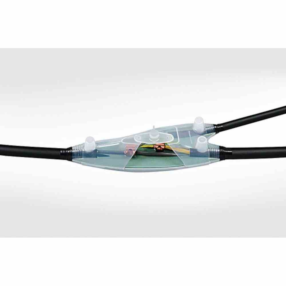 HELLERMANN TYTON Verbindungsmuffe, 4p, Gießharz, Y-Abzweig, Ø35-51mm, 25-150mm², Ø17-33mm, 10-50mm², N(A)YY – Y-5-PUR33-GN