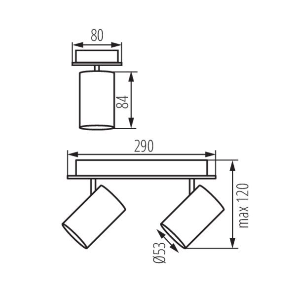 Kanlux EVALO EL-2I W-SR Wand-Deckenleuchte