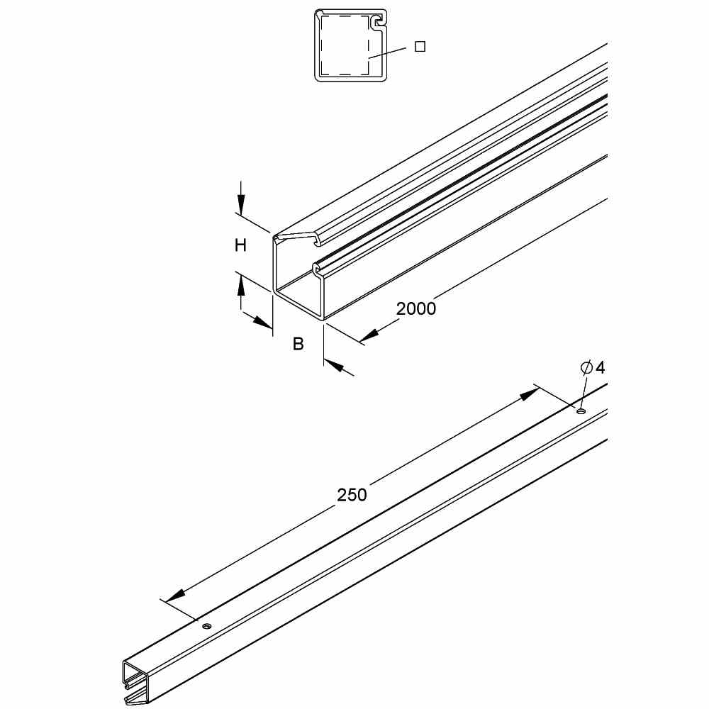 HKL LCD-Minikanal, 4,6x9x2000 mm, Kunststoff PVC-hart, RAL9010, reinweiß