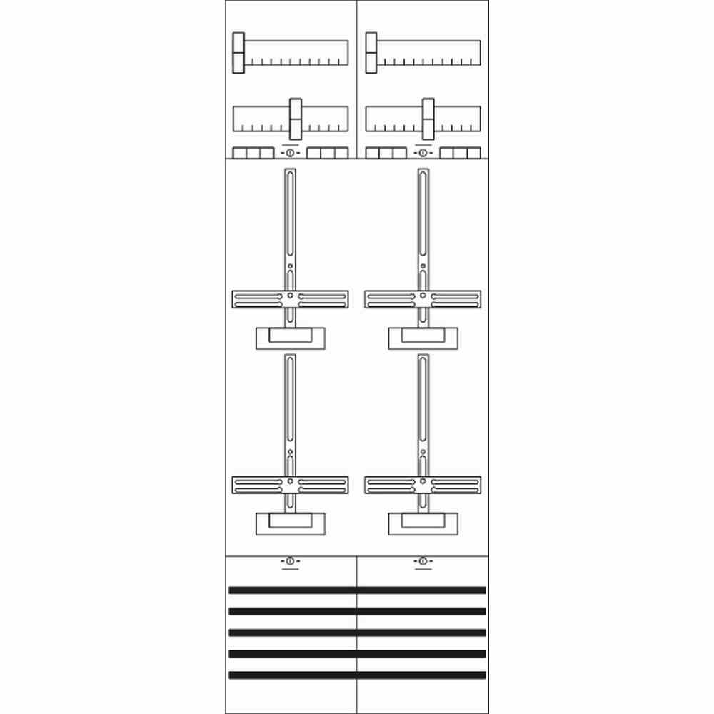 STRIEBEL & JOHN Komplettfeld, 4Z, 2-stöckig, mit Verdrahtung, 4V, 1350x500mm, mit Sammelschiene 5p, 300mm