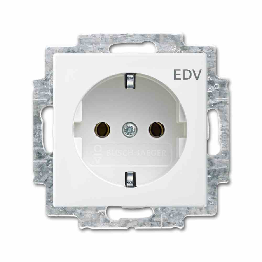 BUSCH-JAEGER Busch-balance SI Steckdose, 1f, alpinweiß, glänzend, Unterputz, horizontal/vertikal, IP20, Zentralplatte – 20 EUC/DV-914
