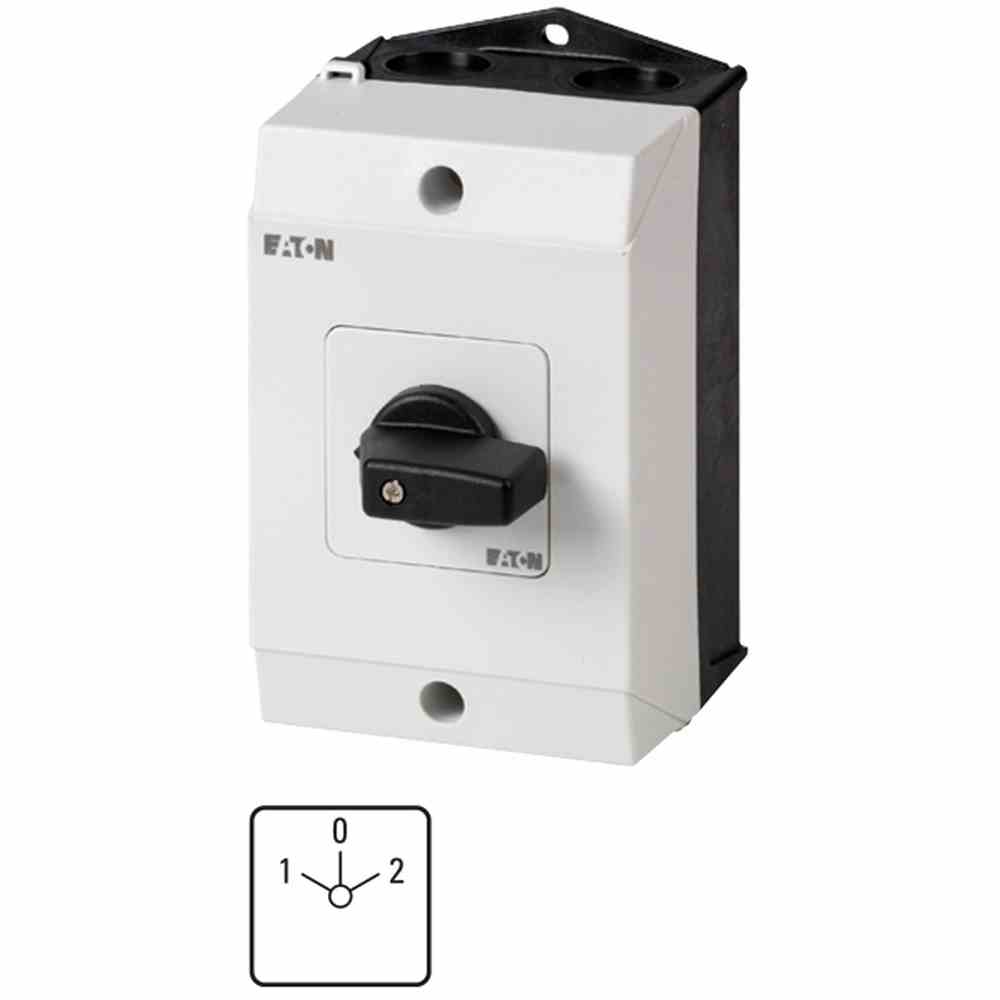 EATON T0-3-8212/I1 Umschalter, Kontakte: 6, 20 A, Frontschild: 1-0-2, 60 °, rastend, Aufbau – T0-3-8212/I1