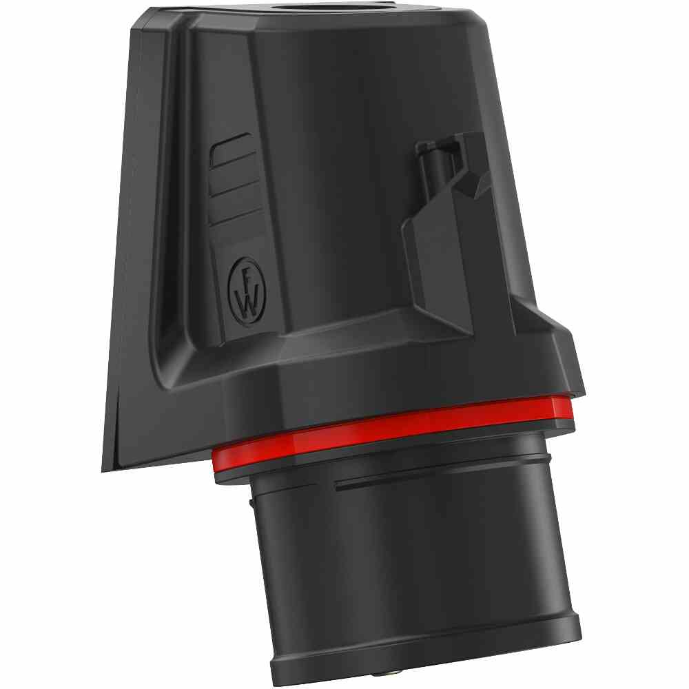 WALTHER CEE-Gerätestecker, 5p, 16A, 400V (50+60Hz) rot, 6h, IP54, Schraubklemme, abgewinkelt, Kunststoff, Aufbaugerätestecker – FW710506SK