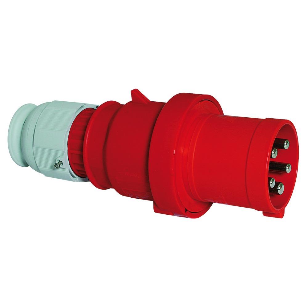 BALS CEE-Stecker, 5p, 63A, IP44, 400V (50+60Hz) rot, 6h, Schraubklemme, gerade, Kunststoff, Verschraubung – 2155