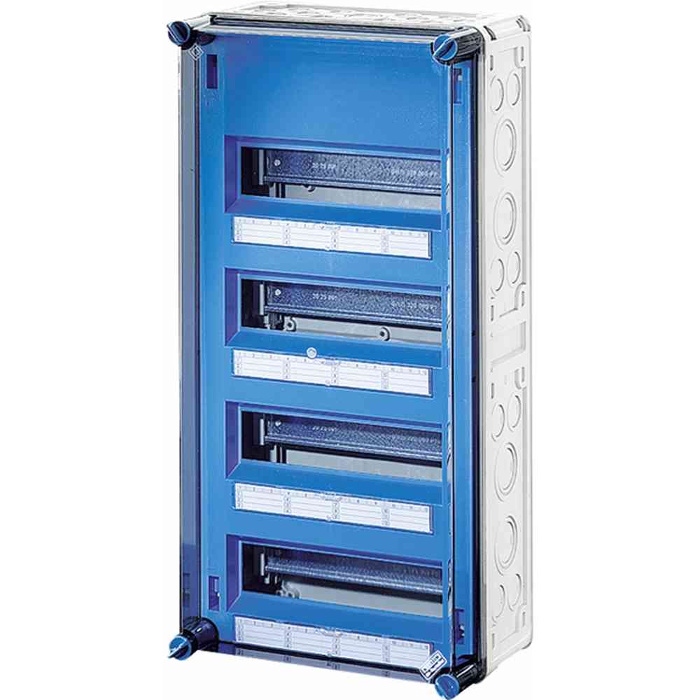 HENSEL Mi 1448 Automatengehäuse mit PE- und N-Klemmen, IP65, grau, 4-reihig, 600x300x170mm, 48 Teilungseinheiten: 4 x 12 x 18 mm, je PE/N 6 x 25 mm², 24 x 4 mm², Cu – Mi 1448