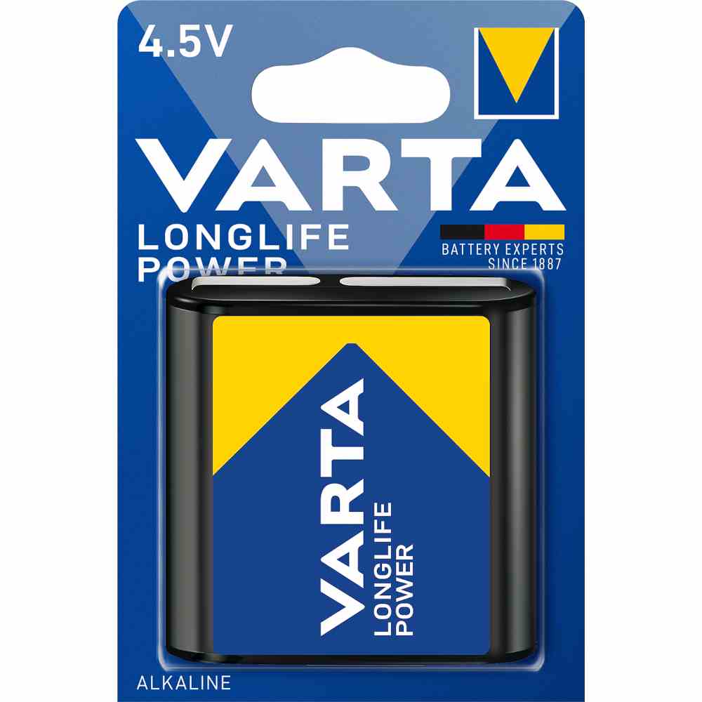 VARTA Normal Batterie, 4,5V, Alkali-Mangan, 6100mAh, LONGLIFE POWER, VE = 1er Blister