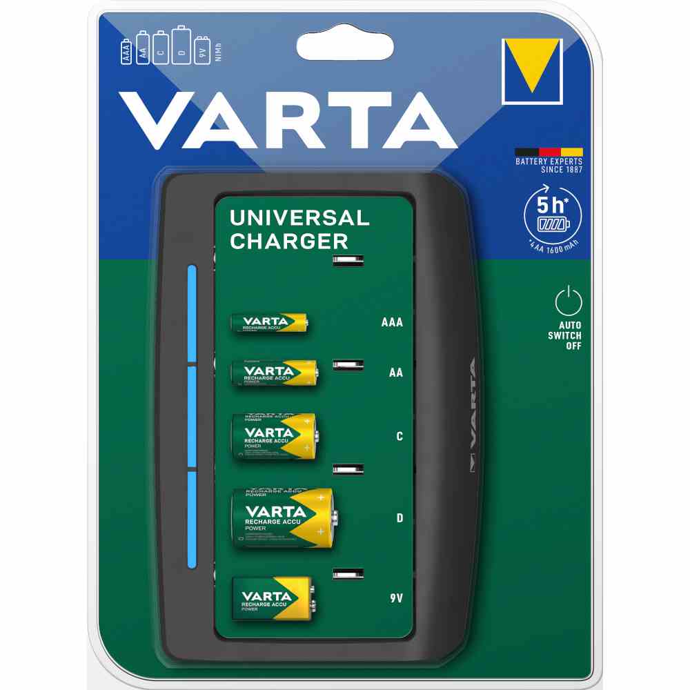 VARTA Universal Charger universal-Ladegerät, 240V, 50Hz, Schnell-Ladegerät, Standgerät – 57648